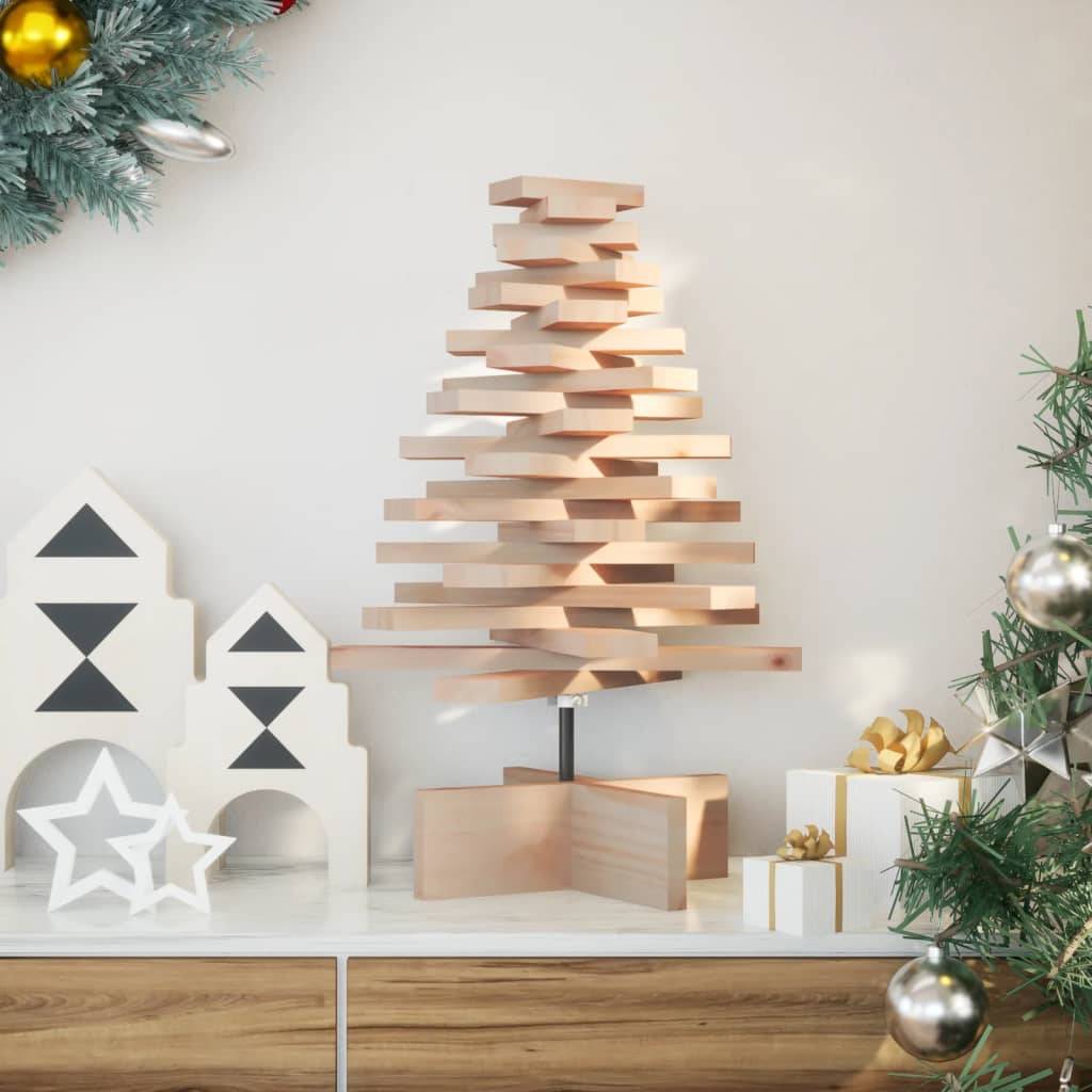 Sapin de Noël en Bois Pin Massif à Branches Rotatives 60 cm Naturel – ComfortXL Outdoor Living - Image 1