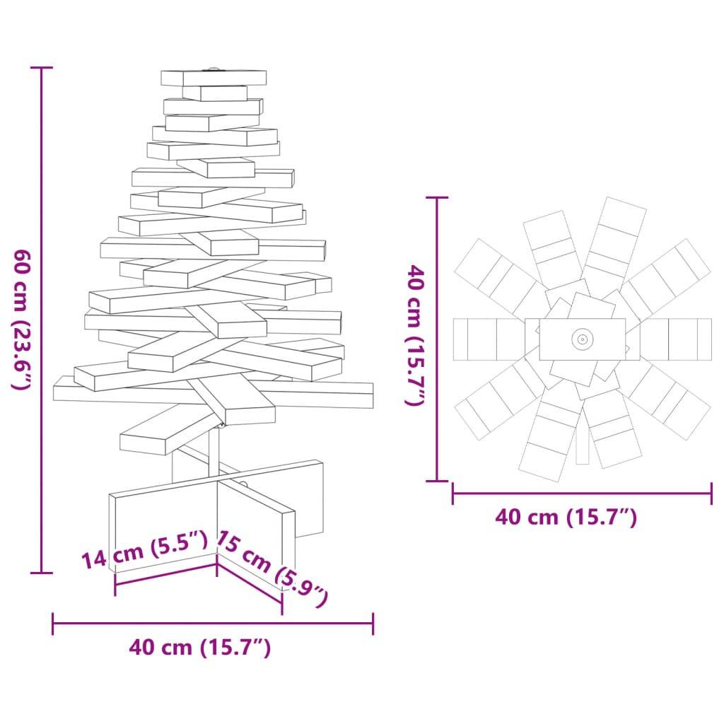 Sapin de Noël en Bois Pin Massif à Branches Rotatives 60 cm Naturel – ComfortXL Outdoor Living - Image 8