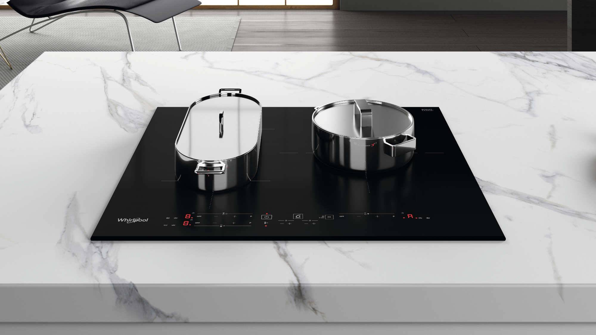 Table de cuisson induction 60cm 3 feux 7200w noir WBB3760BF Whirlpool - Image 2