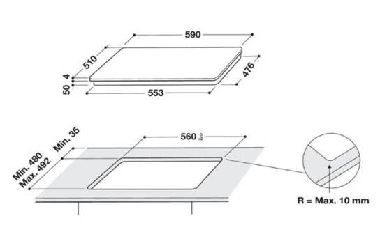 Table de cuisson induction 60cm 3 feux 7200w noir WBB3760BF Whirlpool - Image 4
