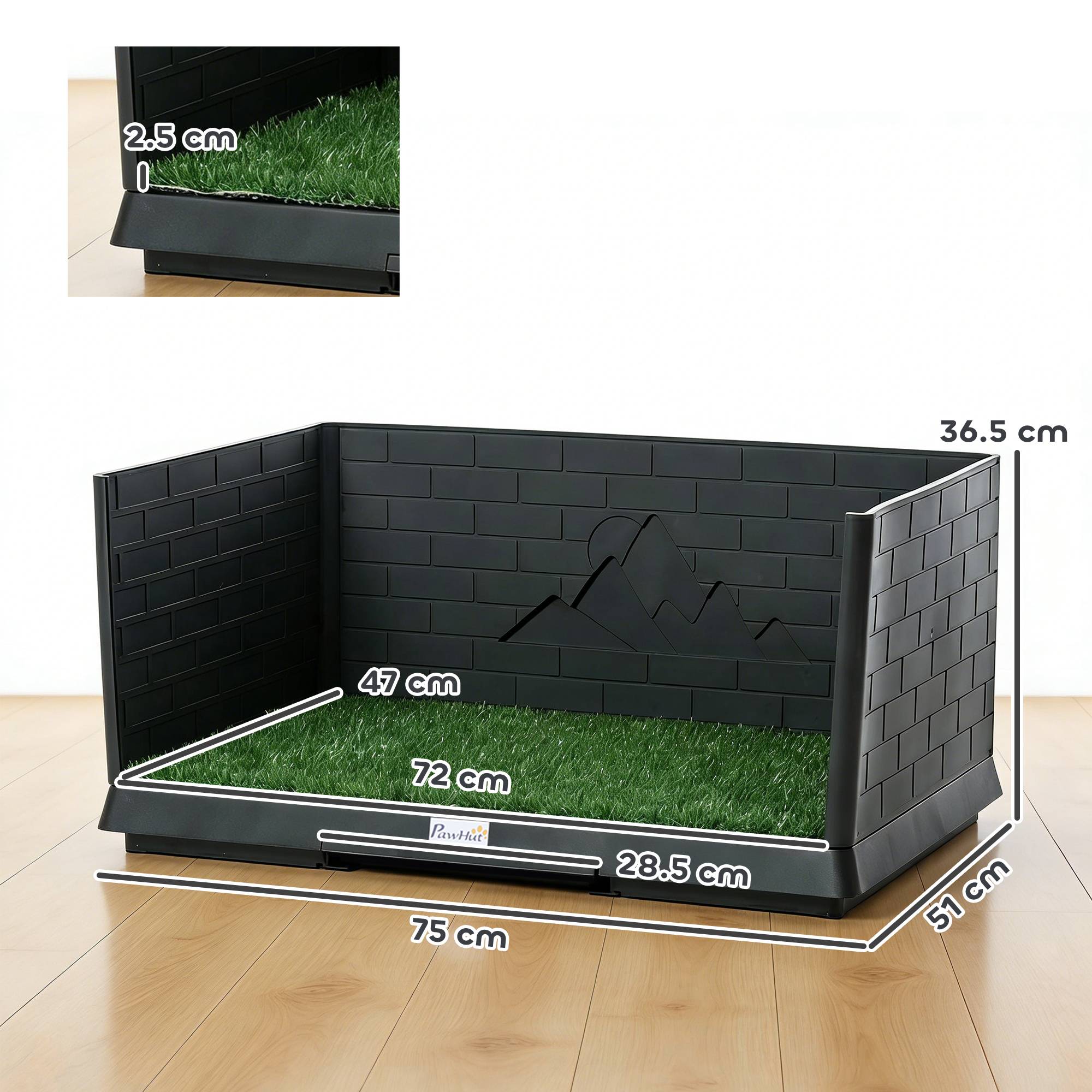 ComfortXL - Toilette pour chien en PP et PE noir 75 x 51 x 36,5 cm avec gazon synthétique et bac amovible pour intérieur - Image 3