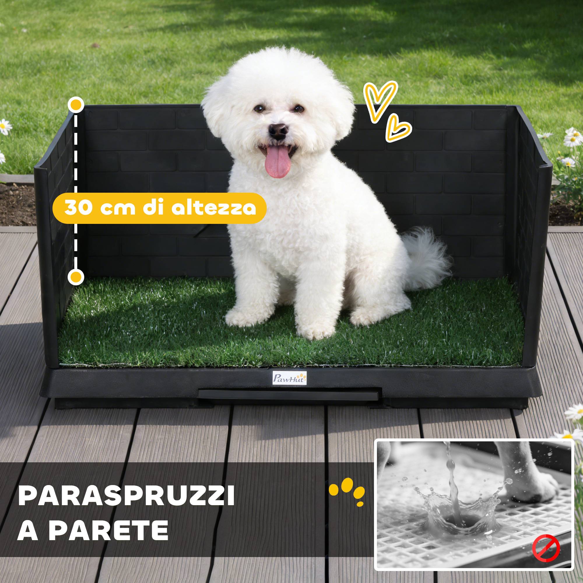ComfortXL - Toilette pour chien en PP et PE noir 75 x 51 x 36,5 cm avec gazon synthétique et bac amovible pour intérieur - Image 4