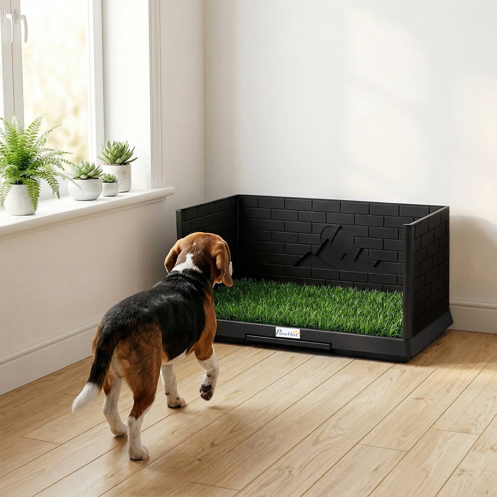 ComfortXL - Toilette pour chien en PP et PE noir 75 x 51 x 36,5 cm avec gazon synthétique et bac amovible pour intérieur
