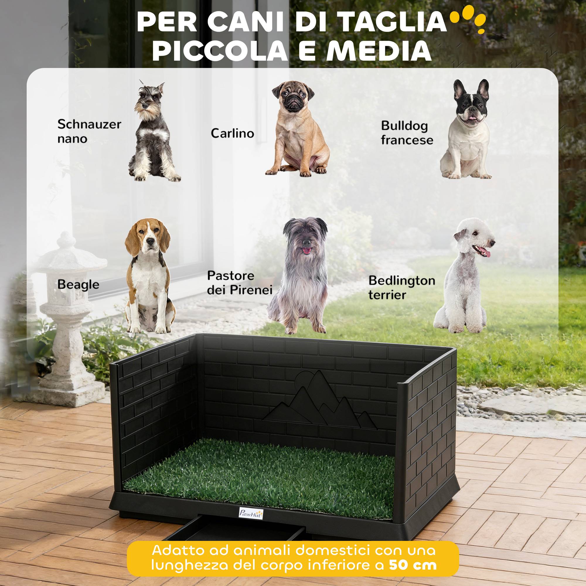 ComfortXL - Toilette pour chien en PP et PE noir 75 x 51 x 36,5 cm avec gazon synthétique et bac amovible pour intérieur - Image 8