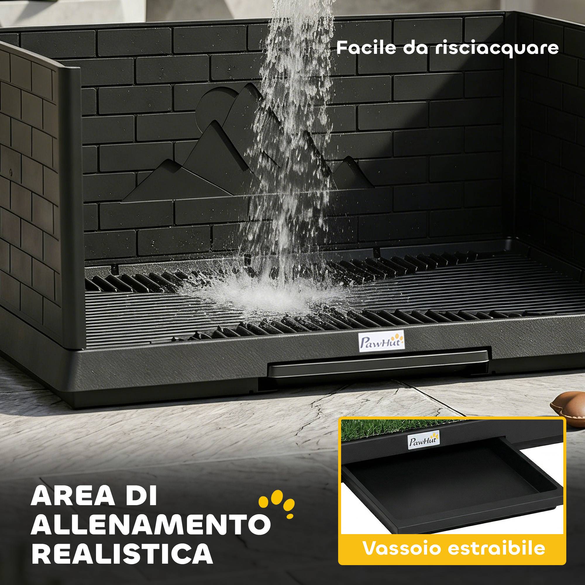 ComfortXL - Toilette pour chien en PP et PE noir 75 x 51 x 36,5 cm avec gazon synthétique et bac amovible pour intérieur - Image 6