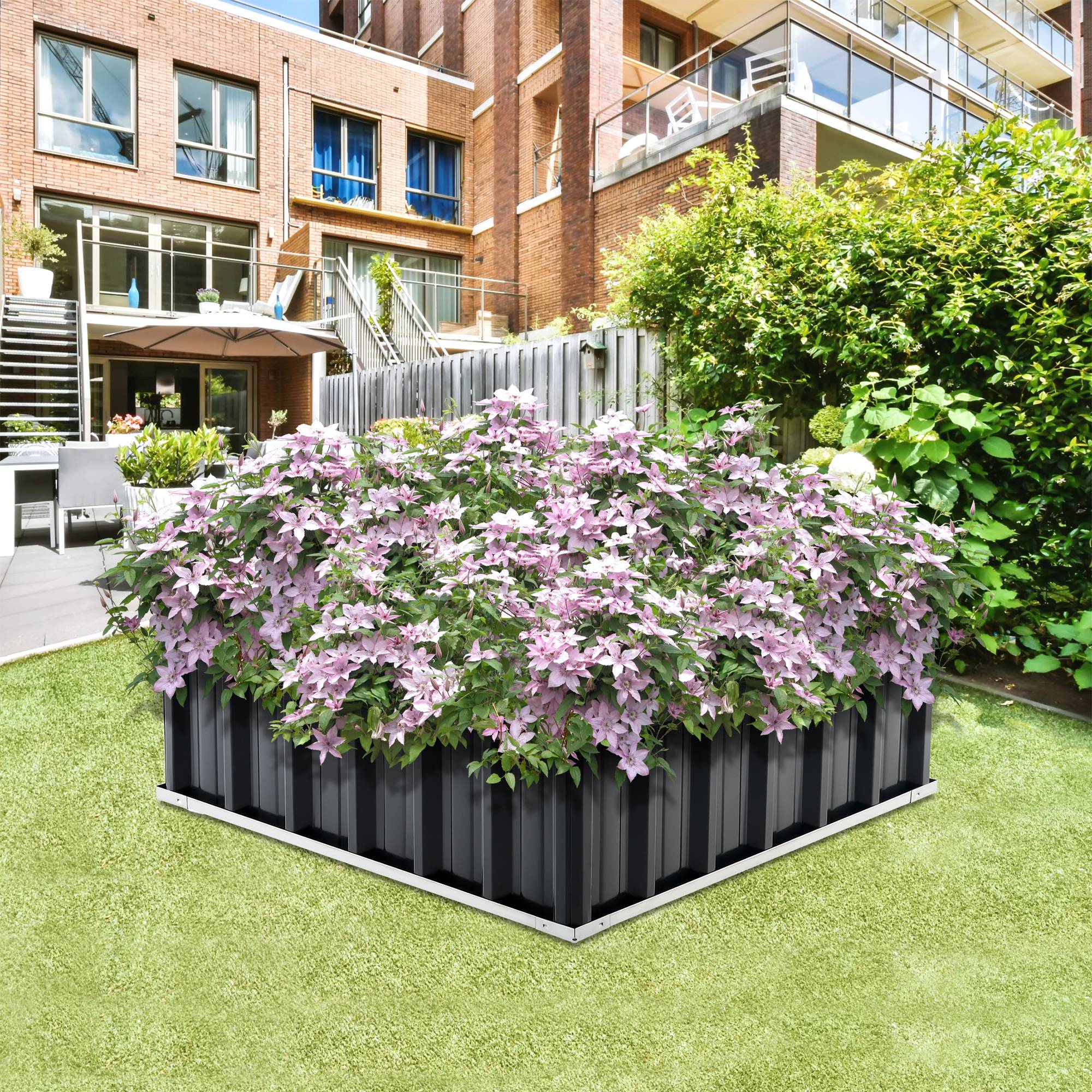 Jardinière Zevenaar carrée acier galvanisé 90 x 90 x 30 cm anthracite [en.casa] - Imagen 2