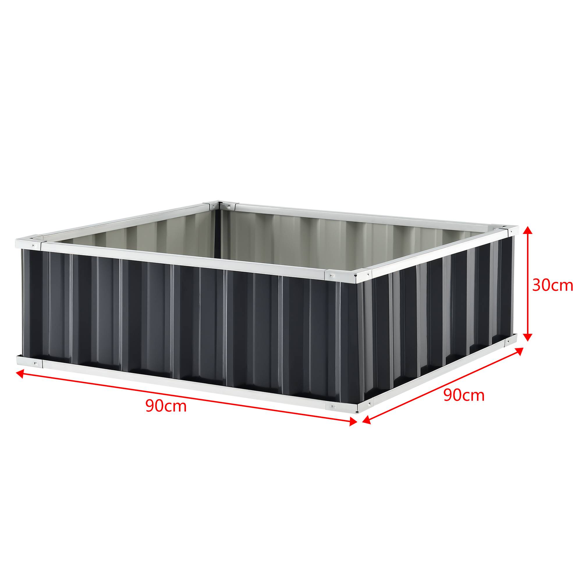 Jardinière Zevenaar carrée acier galvanisé 90 x 90 x 30 cm anthracite [en.casa] - Imagen 3