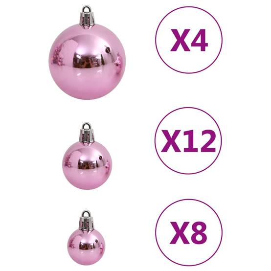 Ensemble de boules de Noël - Ornements de Noël - décorations de Noël 111 pièces rose polystyrène - Image 6