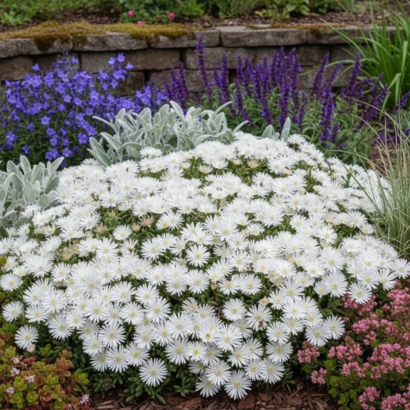 Delosperma Graaf Reinet, Pourpier vivace à fleurs Blanche/ - feuillage Persistant - Godet - 5/20 cm - Imagen 1