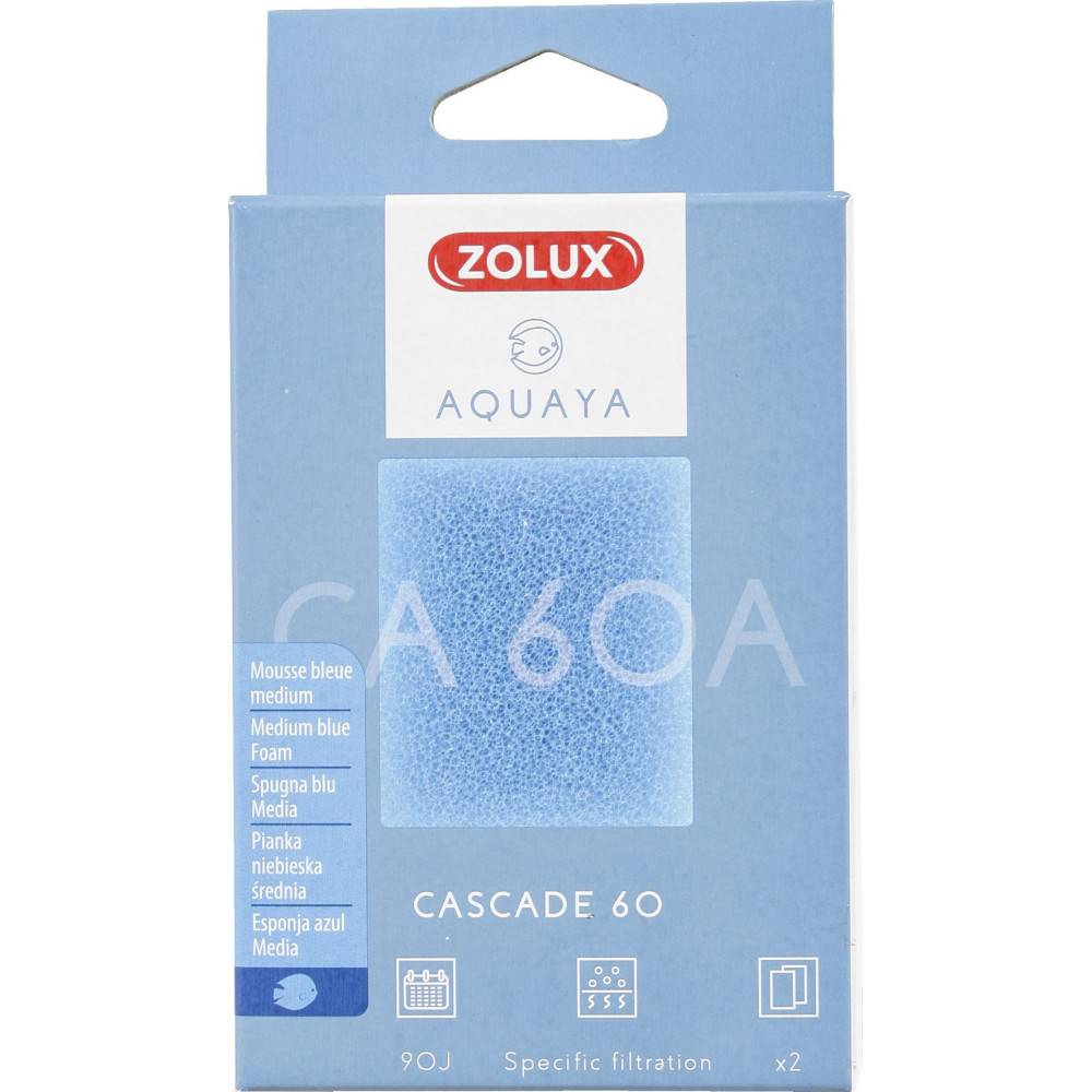Zolux - Filtre pour pompe cascade 60, filtre CA 60 A mousse bleue medium x2. pour aquarium. - Image 1