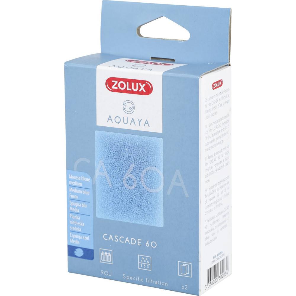 Zolux - Filtre pour pompe cascade 60, filtre CA 60 A mousse bleue medium x2. pour aquarium. - Image 2