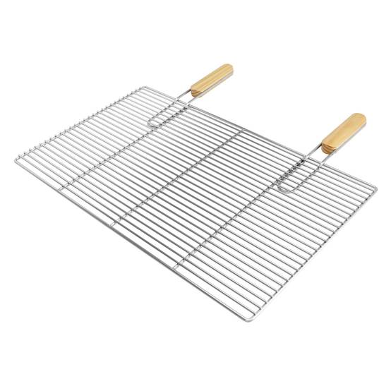 Grille barbecue inox rectangulaire 67x40 cm avec poignées amovibles robuste et antirouille adaptée aux cheminées barbecues, foyers et braseros BBQ - Image 2