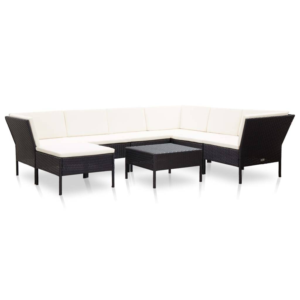 Vidaxl - Salon de jardin 8 pcs avec coussins résine tressée noir vidaXL 48952 - Imagen 1