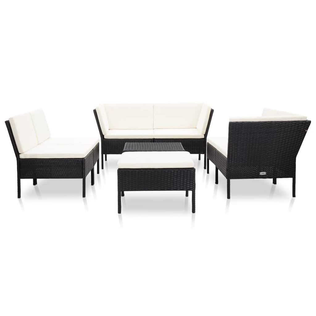 Vidaxl - Salon de jardin 8 pcs avec coussins résine tressée noir vidaXL 48952 - Imagen 2