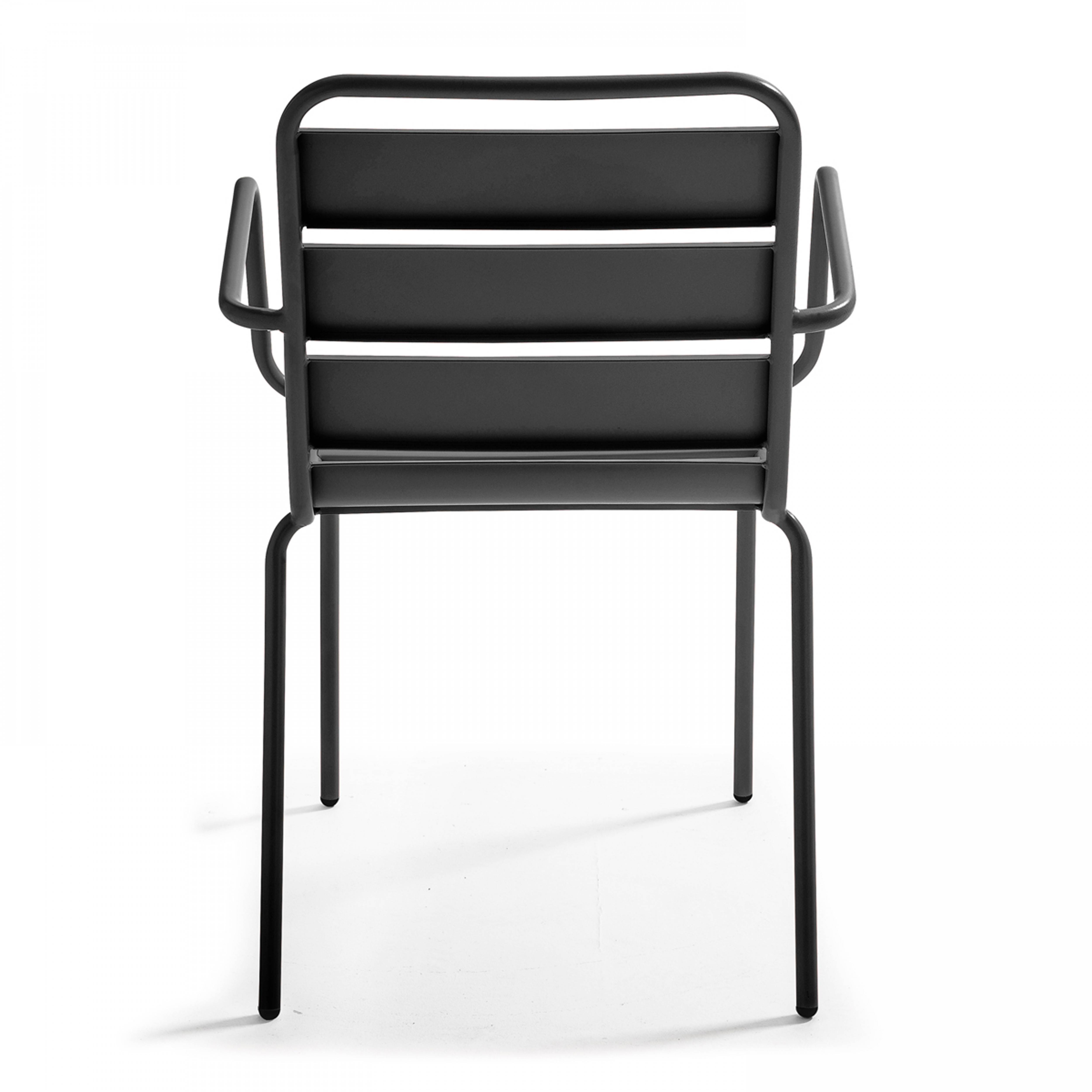 Oviala - Table de jardin ronde 60 cm 4 fauteuils acier gris Tivoli - Oviala - Imagen 5