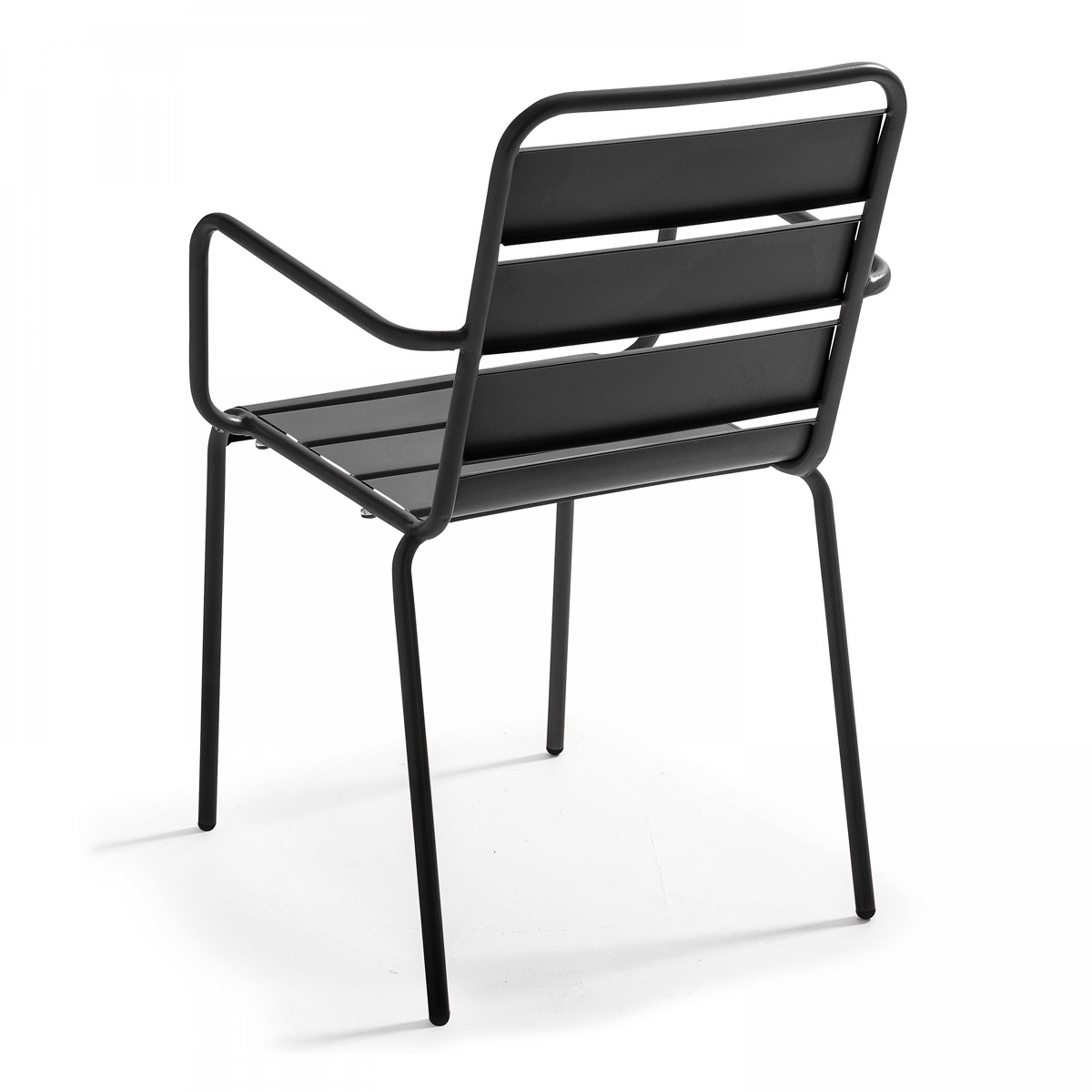 Oviala - Table de jardin ronde 60 cm 4 fauteuils acier gris Tivoli - Oviala - Imagen 4