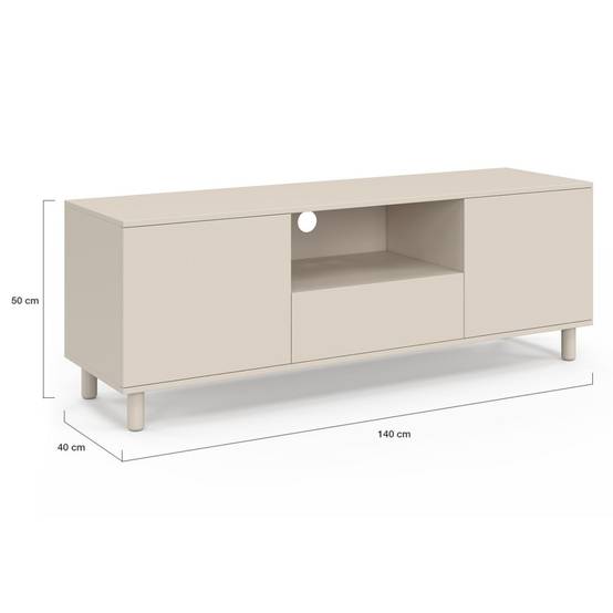 Meuble TV 140 cm BERTILLE 3 portes bois beige - Image 5