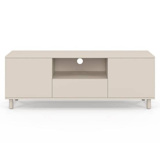 Meuble TV 140 cm BERTILLE 3 portes bois beige - Image 3