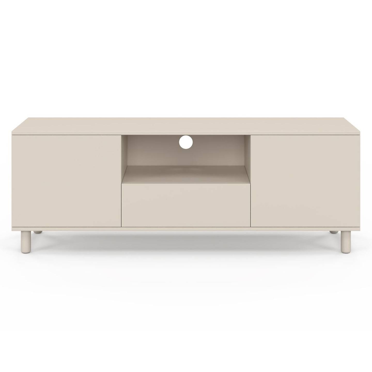 Meuble TV 140 cm BERTILLE 3 portes bois beige - Image 3