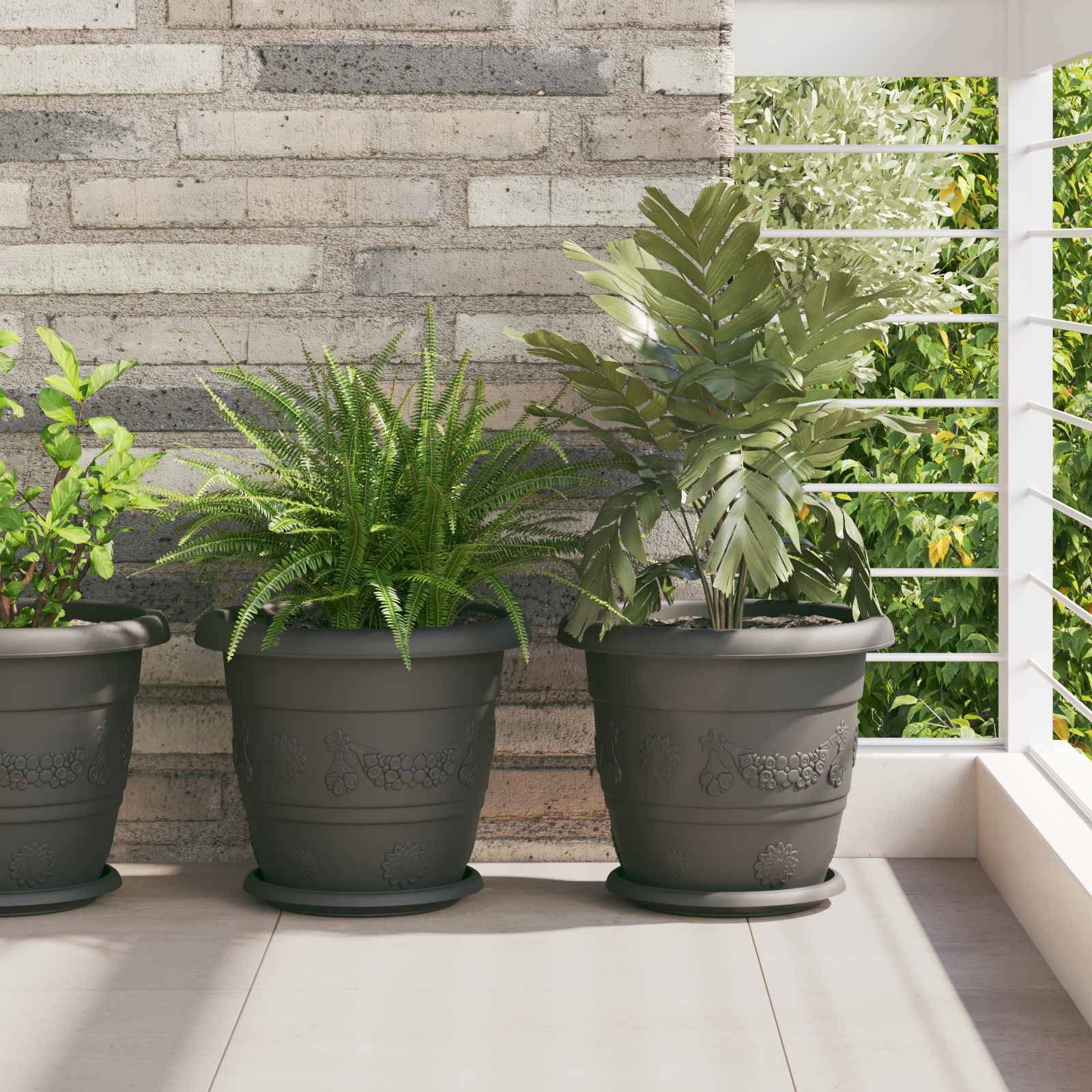 Pots de plantes 24 pcs | Bac à fleurs Noir Ø 26 x 21.5 cm Plastique - Image 2