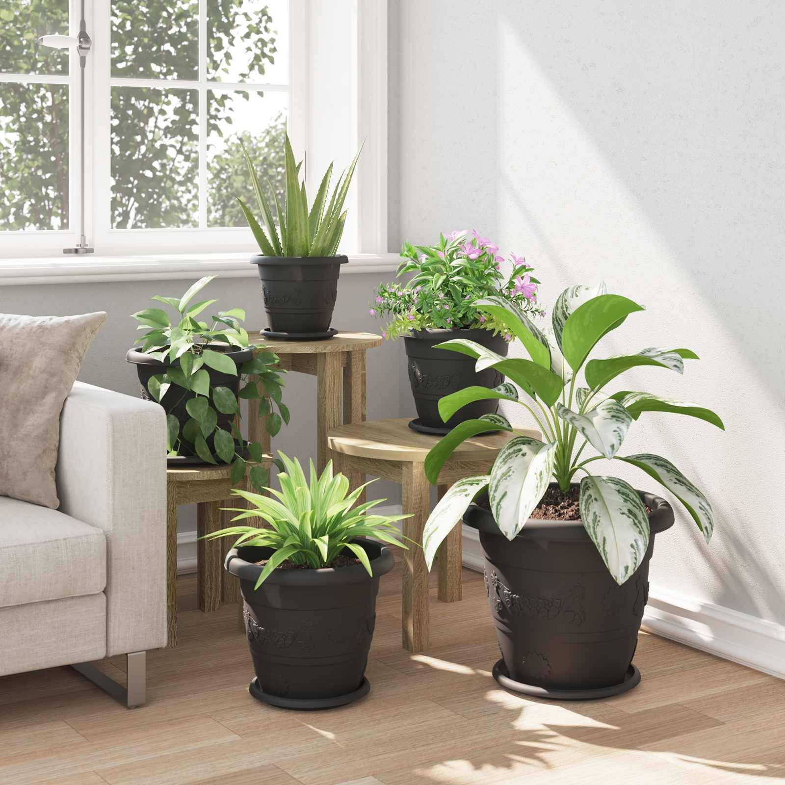 Pots de plantes 24 pcs | Bac à fleurs Noir Ø 26 x 21.5 cm Plastique - Image 4