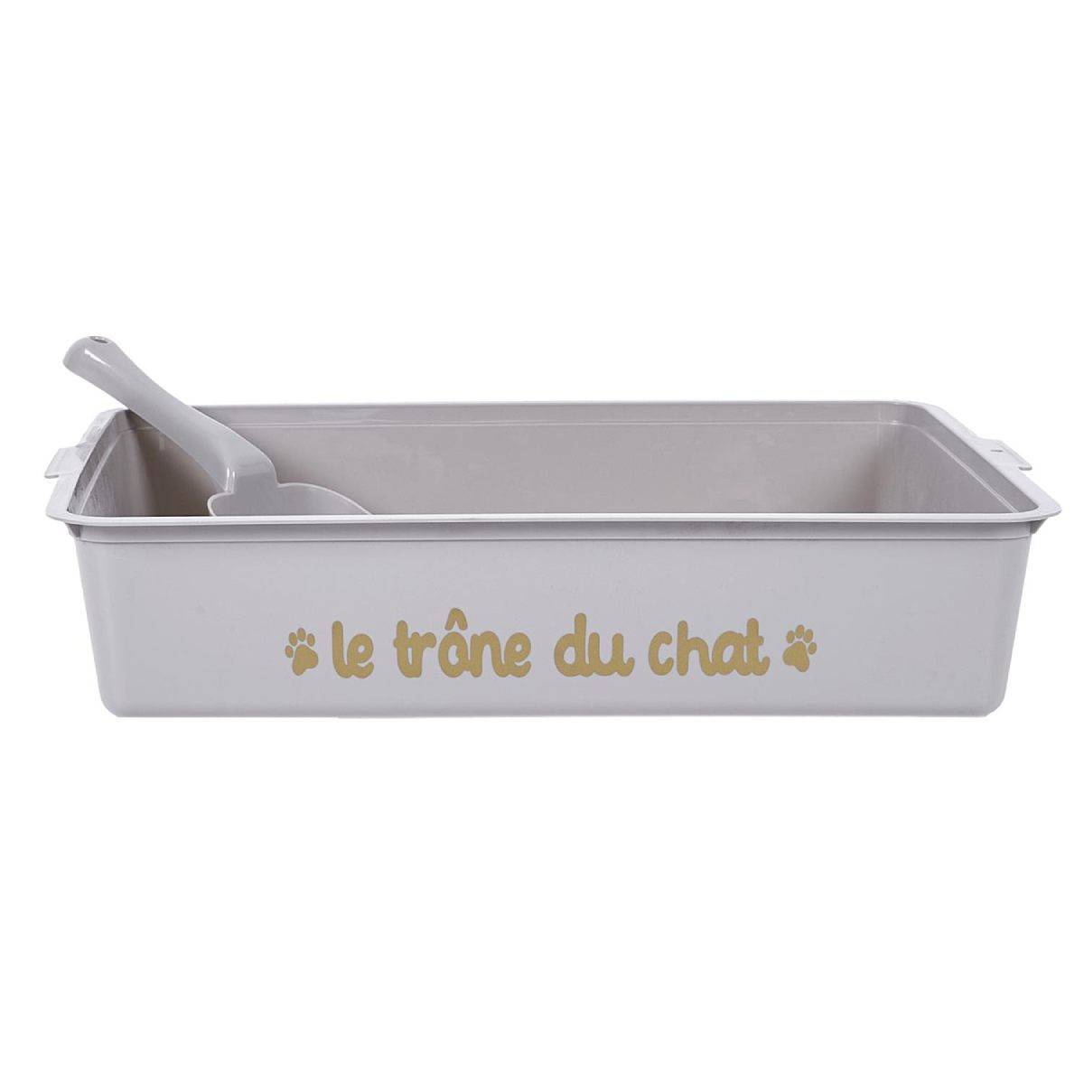 The Concept Factory - Bac à Litière & Pelle "Chat" 42cm Gris - Image 3