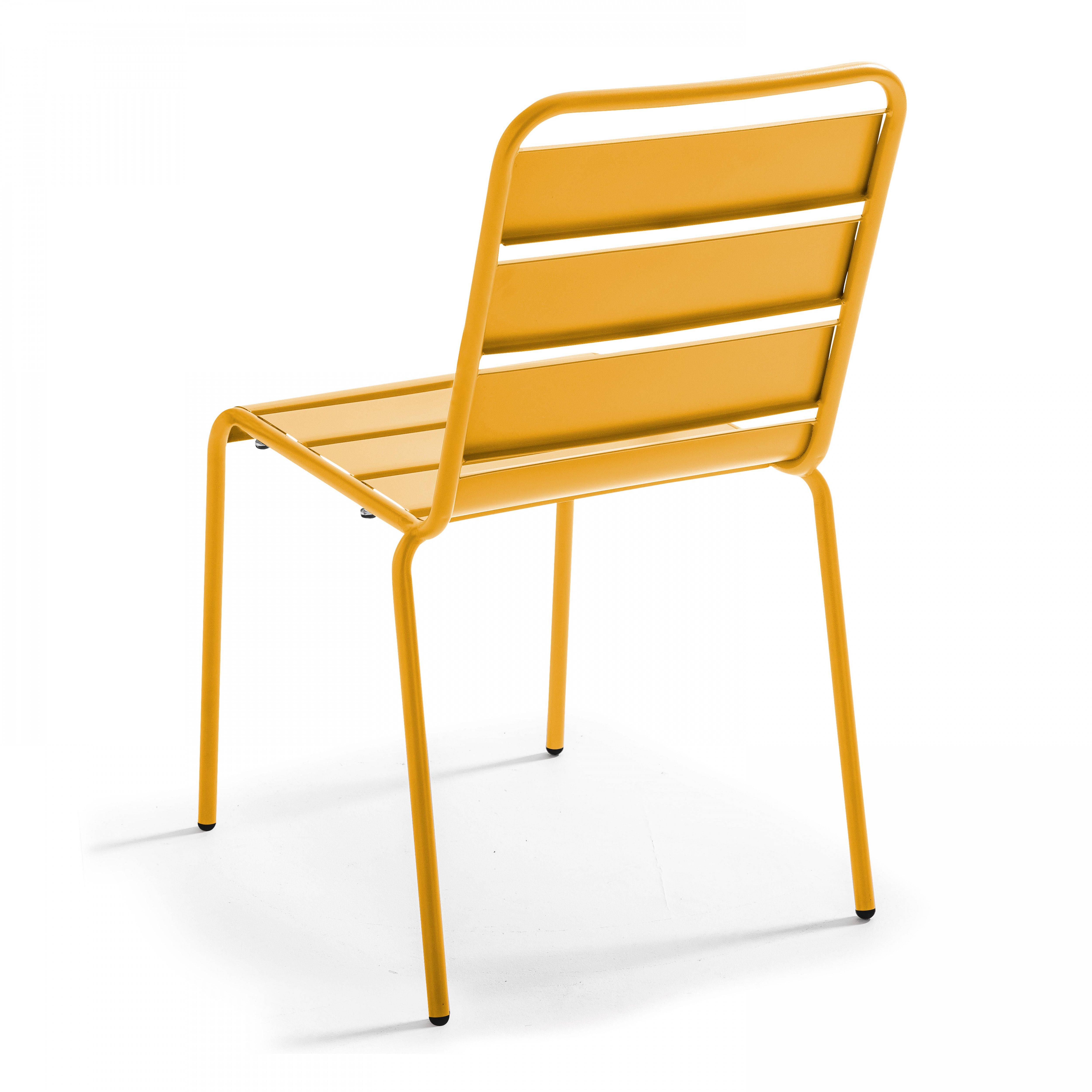 Oviala - Ensemble table de jardin et 6 chaises en métal jaune Palavas - Oviala - Imagen 6