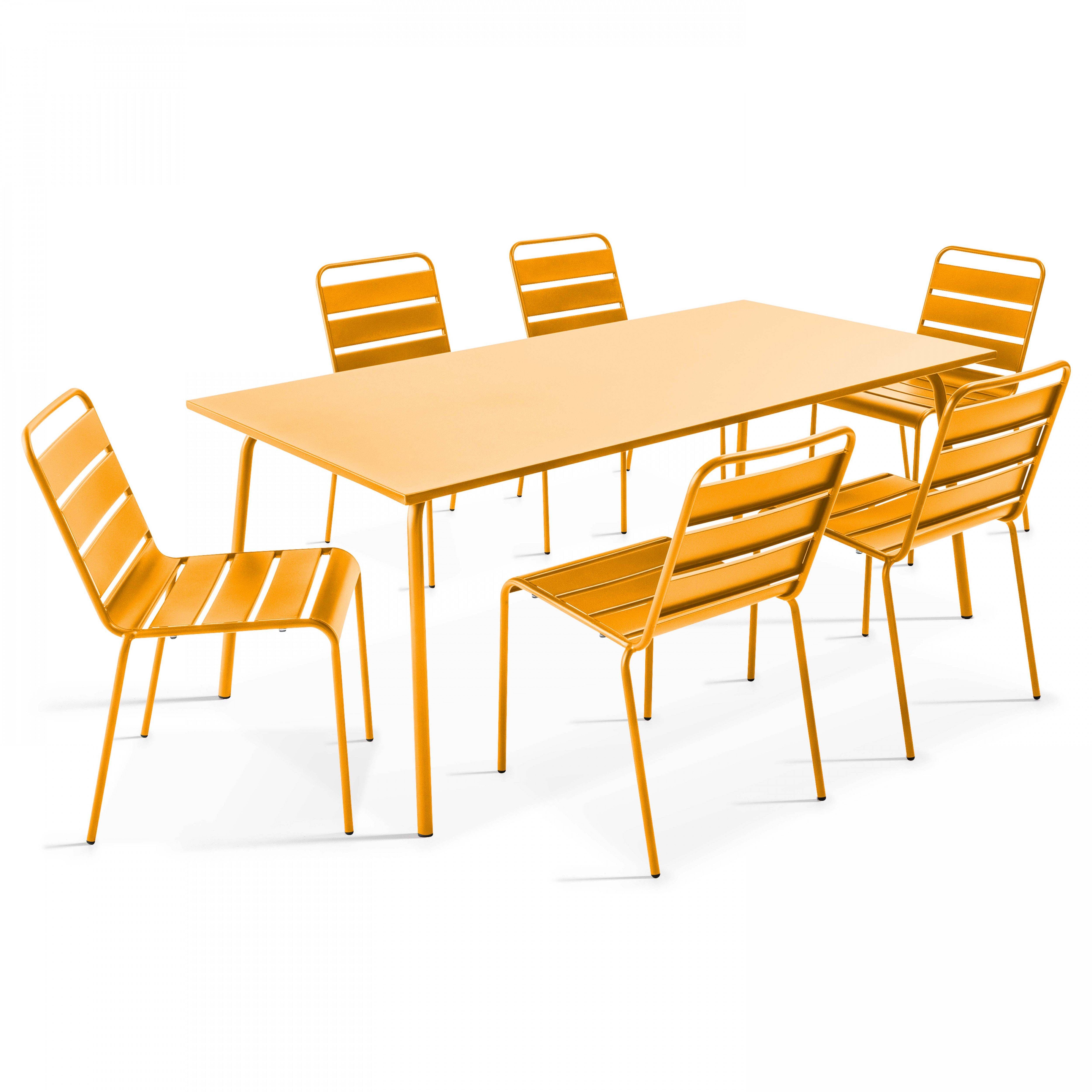 Oviala - Ensemble table de jardin et 6 chaises en métal jaune Palavas - Oviala - Imagen 1