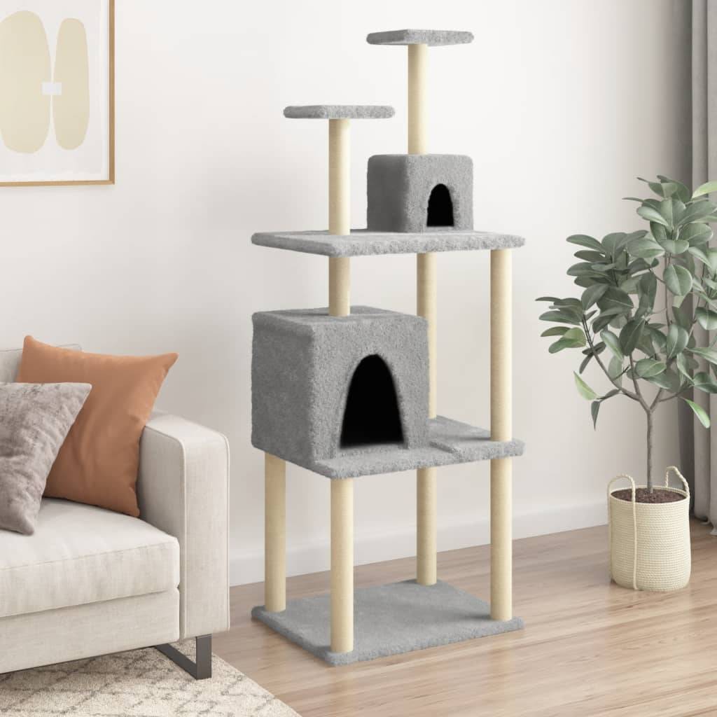 Arbre à chat, Tour à chat avec griffoirs en sisal Gris clair 167 cm MP60 - Image 2