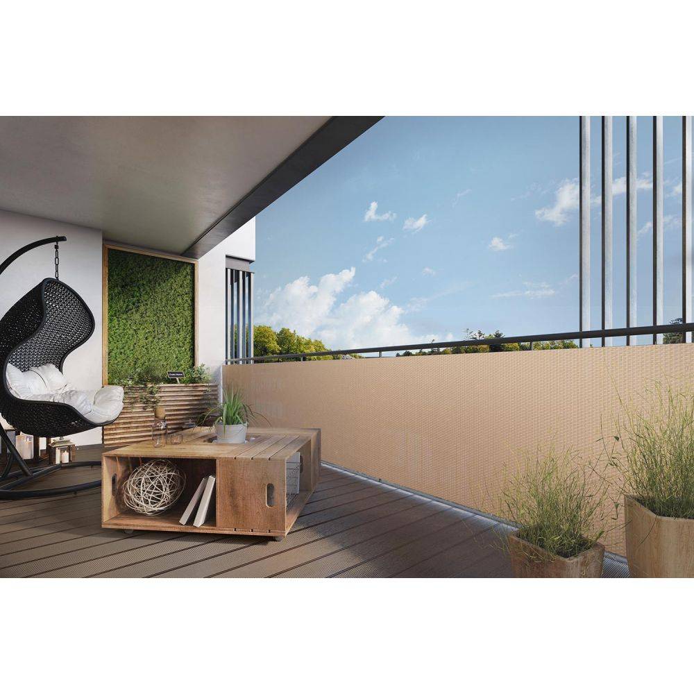 Rattan Art - Brise-vue en résine tressée pour balcon et clôture coloris marron et noir 1 x 3 m - Imagen 2