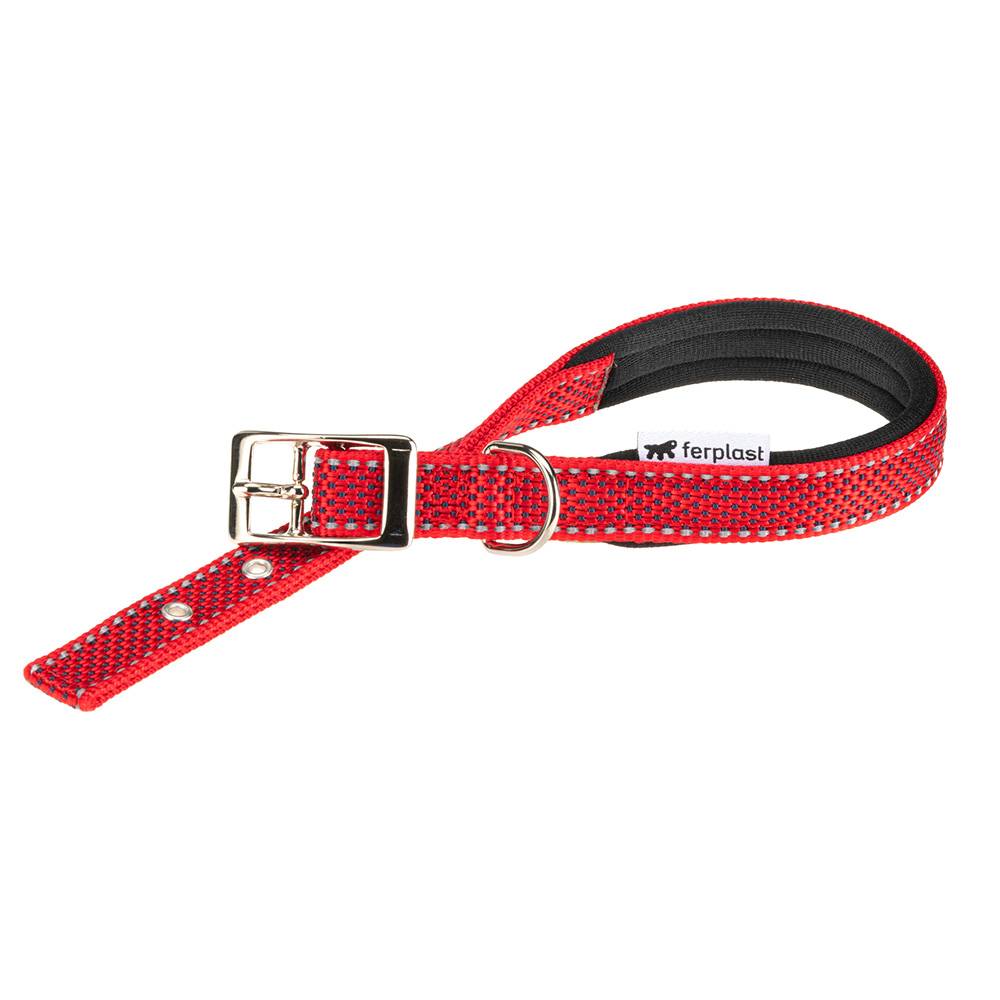 Ferplast - Collier pour Chiens Réfléchissant Rembourré DAYTONA DELUXE C20/43, Réglable, Boucle en Métal, Rouge-Noir - Imagen 1
