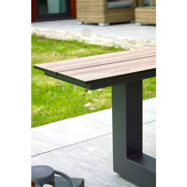 Paris Garden - Table de jardin avec bancs - Gris anthracite - Aluminium et HPL effet bois - 210 x 174 cm - Vancouver - Image 6