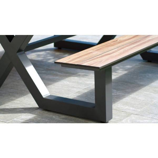 Paris Garden - Table de jardin avec bancs - Gris anthracite - Aluminium et HPL effet bois - 210 x 174 cm - Vancouver - Image 5