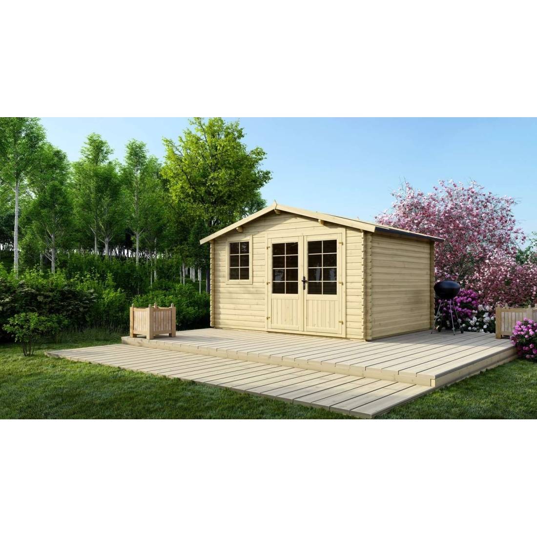 Altanka - Abri de jardin en bois - 11.7m2 - 3.9x3m - Ep. 34mm - Couleur: naturel - DOM561 - ALTANKA - Imagen 2