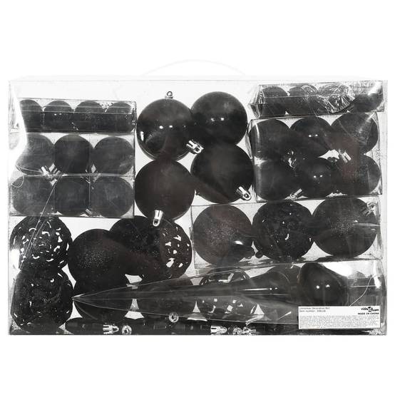 Ensemble de boules de Noël - Ornements de Noël - décorations de Noël 111 pièces noir polystyrène - Image 3