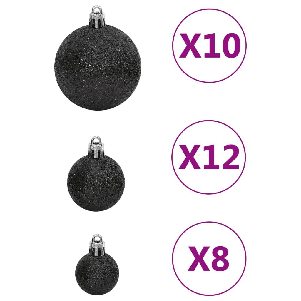 Ensemble de boules de Noël - Ornements de Noël - décorations de Noël 111 pièces noir polystyrène - Image 7