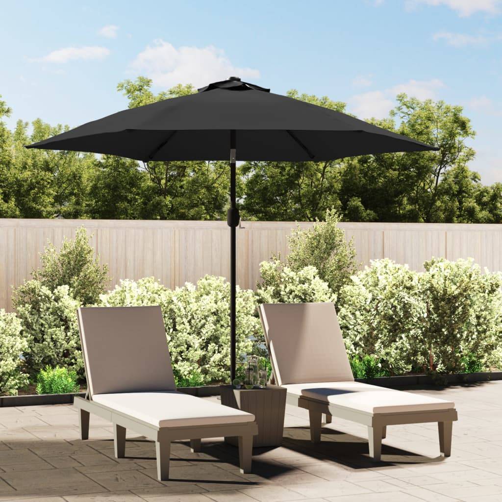 Parasol de jardin avec mât en métal anthracite 300 x 225 cm avec LED - PANGIVO - Image 1
