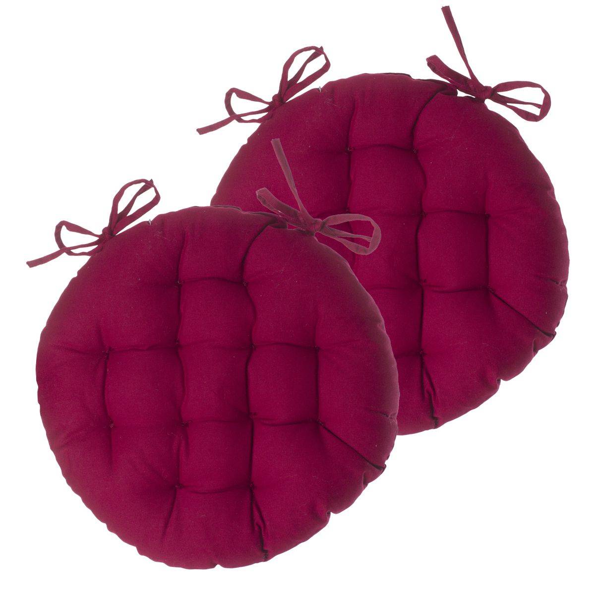 Lot de 2 Galettes de chaise en Coton Rouge D 38 cm - Imagen 1
