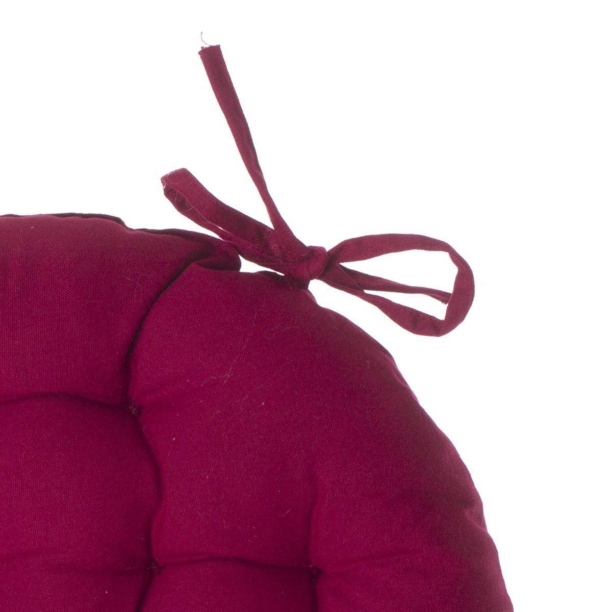 Lot de 2 Galettes de chaise en Coton Rouge D 38 cm - Imagen 2