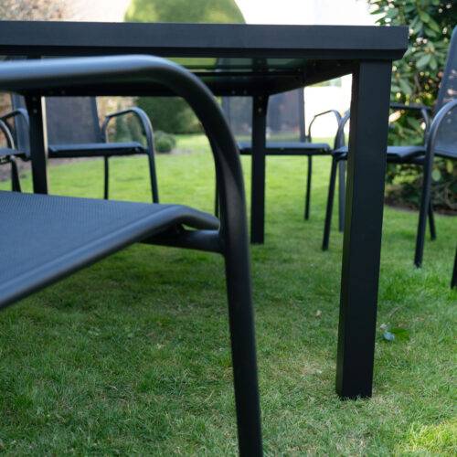 Wilsa Garden - Table de jardin en aluminium et verre 8P BLACK EDITION - Imagen 4