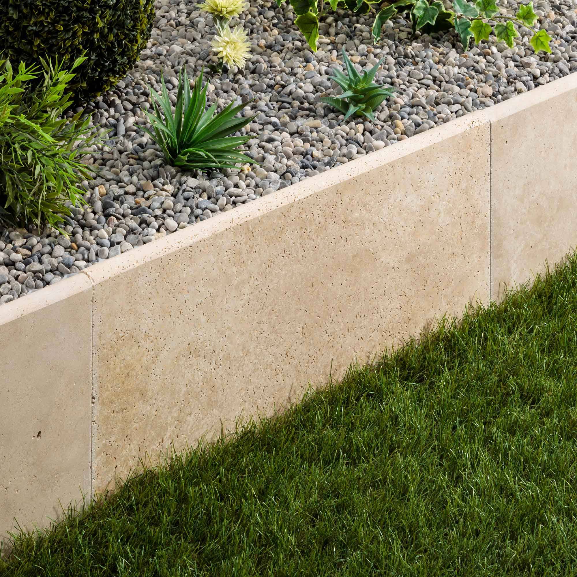 Bordure de jardin Travertin Beige Clair 61x33x3 cm (à l'unité) - RO'MA NATURE - Image 1