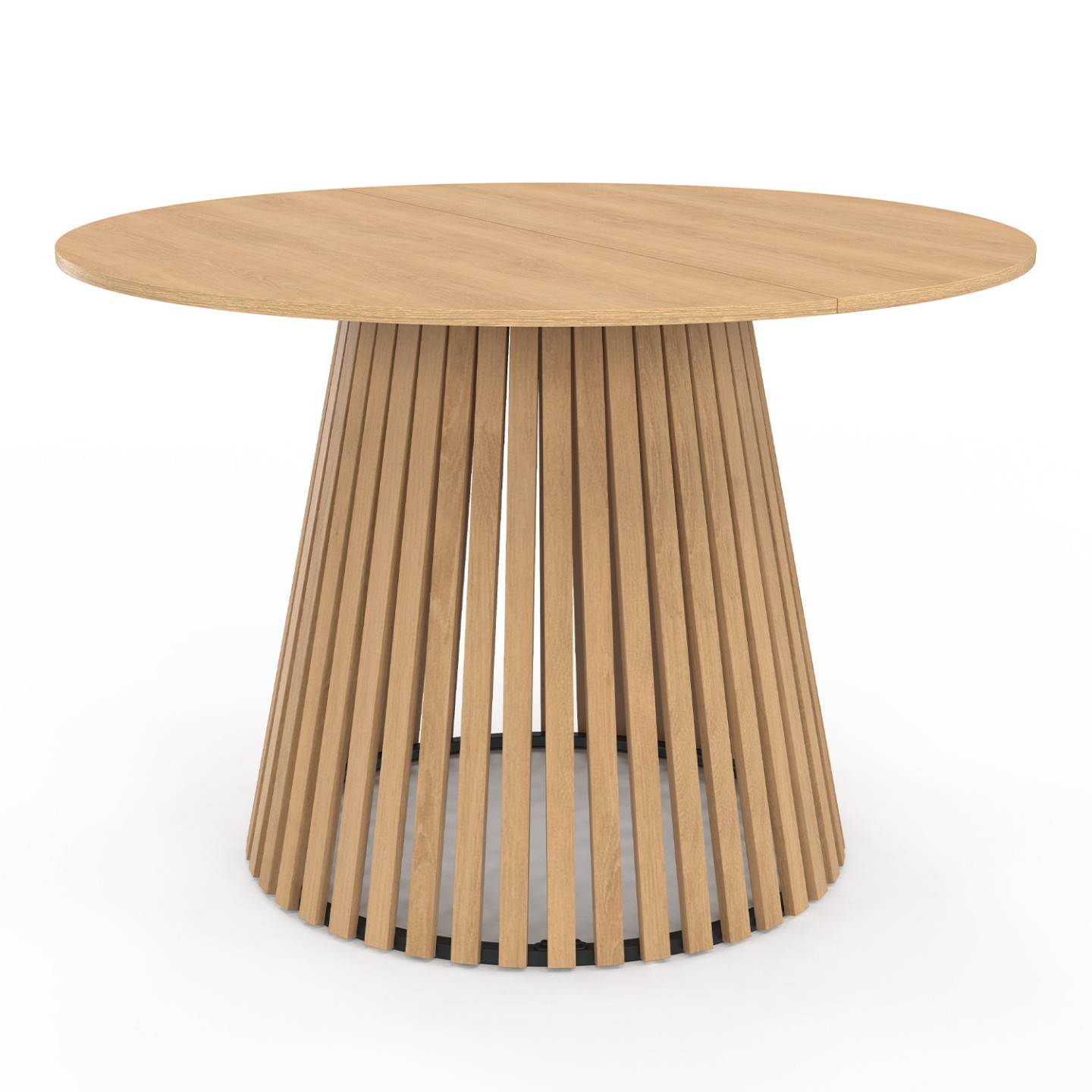 Table à manger ronde CARMEN 6 personnes pied bois en lattes et plateau bois 110 cm - Image 3