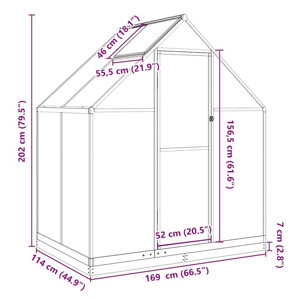 Vidaxl - Serre avec cadre de base anthracite 169x114x202 cm aluminium vidaXL 4005827 - Image 3