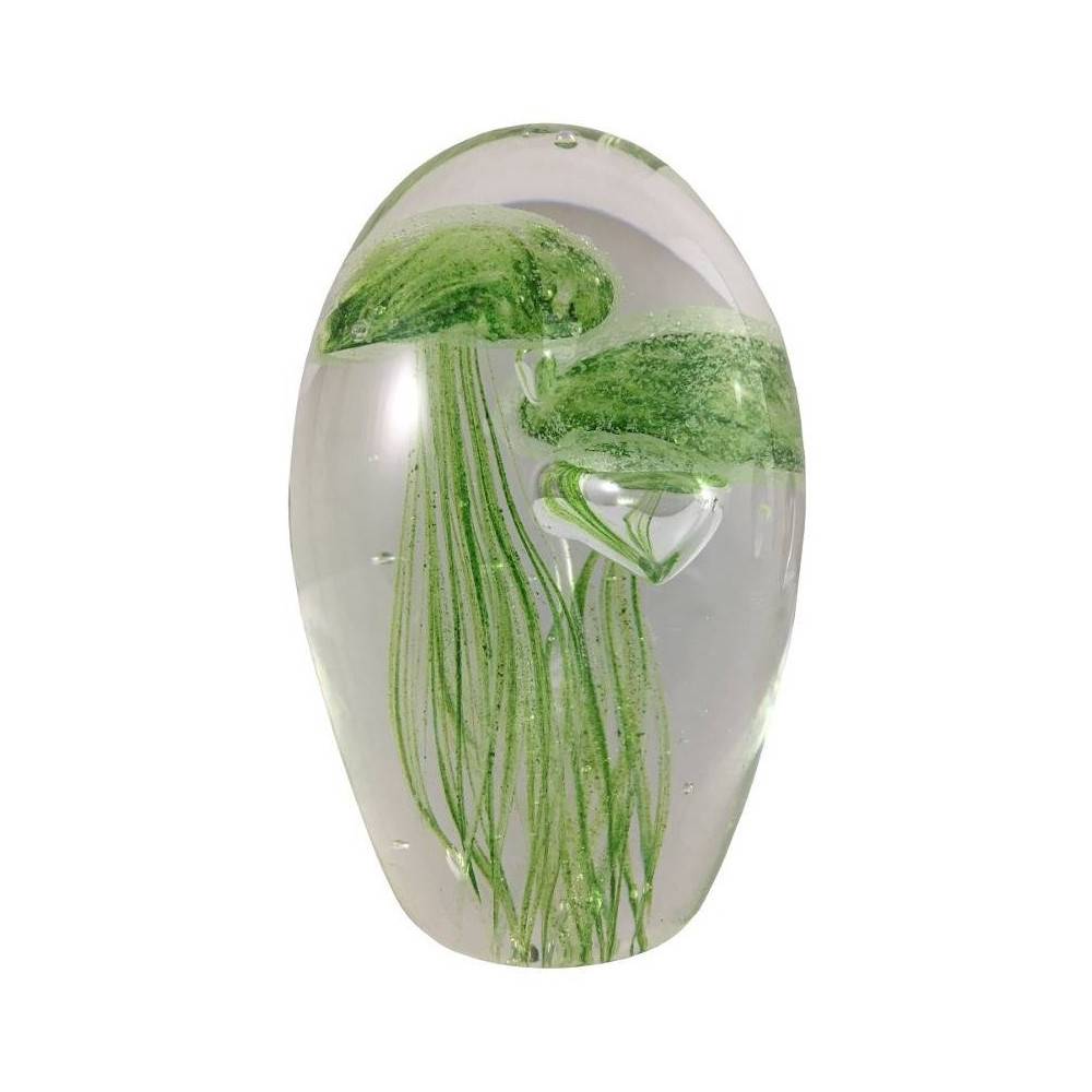 ° Presse papier sulfure "Méduses" en verre vert 9 x 6 cm Chemin de campagne - Imagen 1