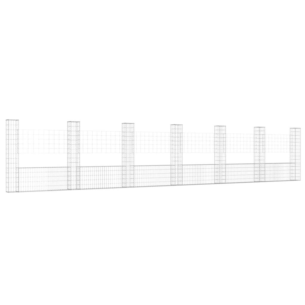 Panier de gabion en fer argenté 740 x 20 x 150 cm avec 7 poteaux - PANGIVO - Image 2