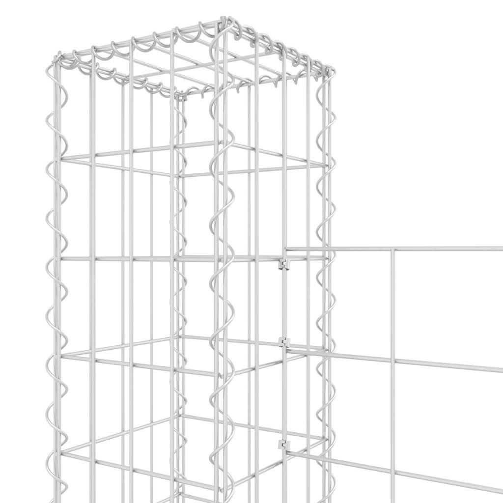 Panier de gabion en fer argenté 740 x 20 x 150 cm avec 7 poteaux - PANGIVO - Image 5