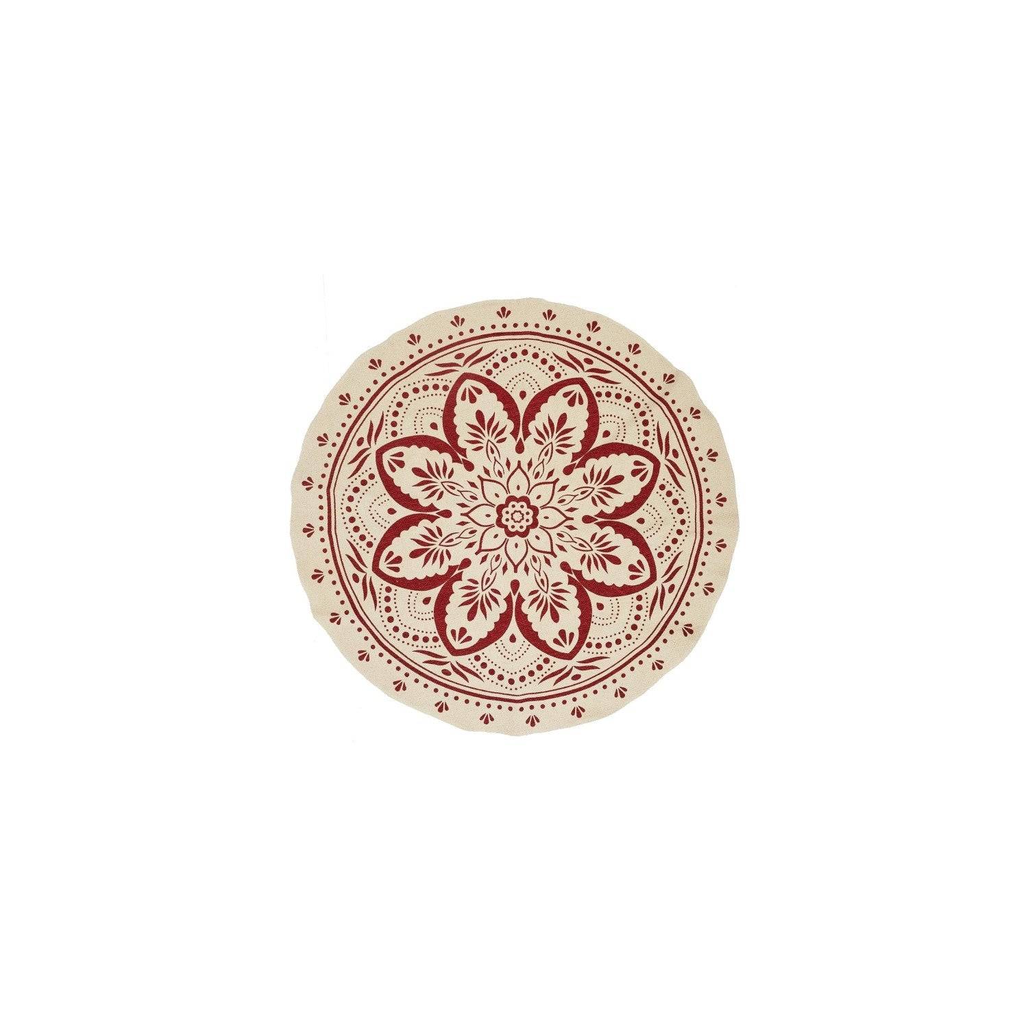 The Home Deco Factory - Tapis Rond Imprimé "Mandala" 120cm Terracotta - Image 4