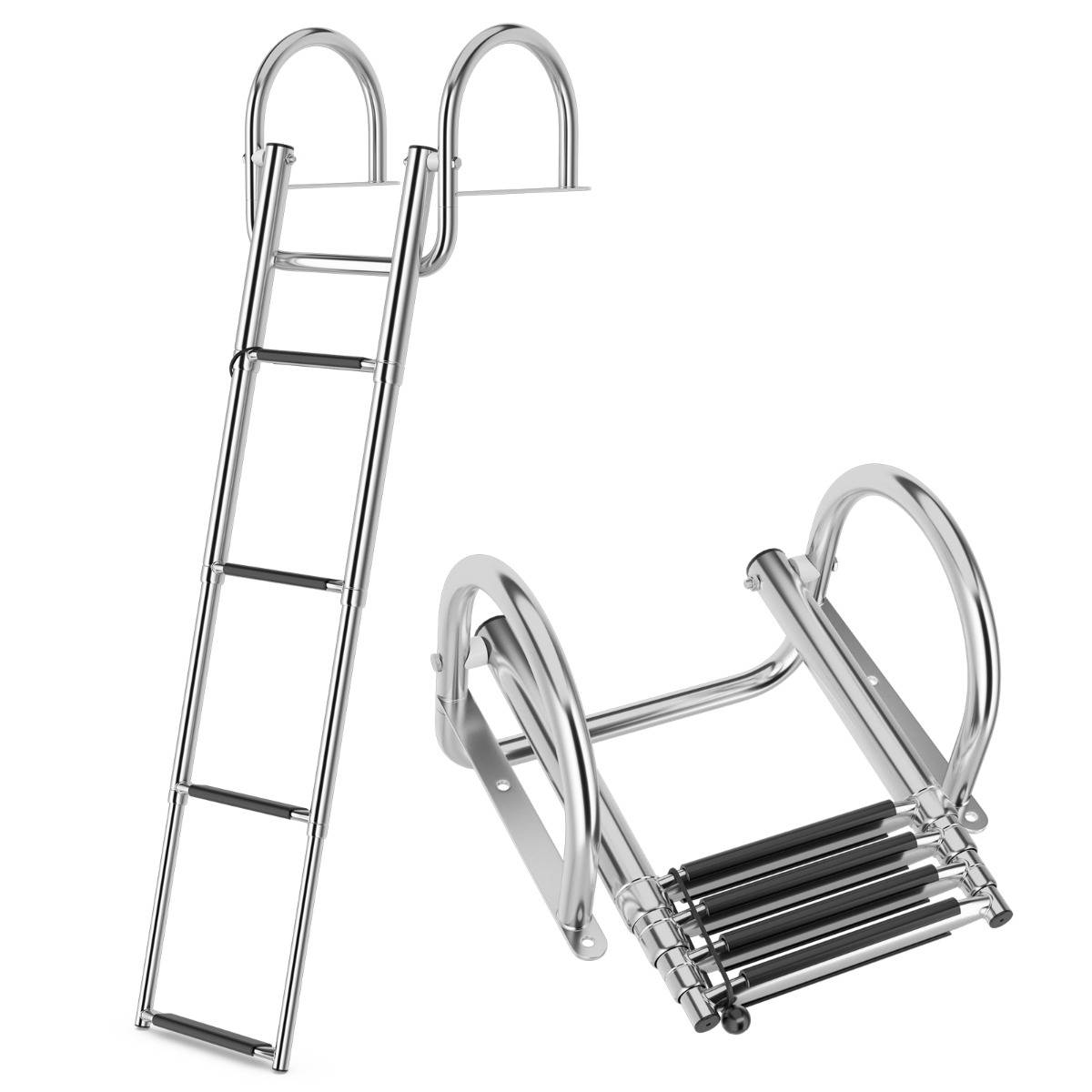 Échelle De Bateau 4 Marches Pliable En Acier Inoxydable – Antidérapant Et Marin