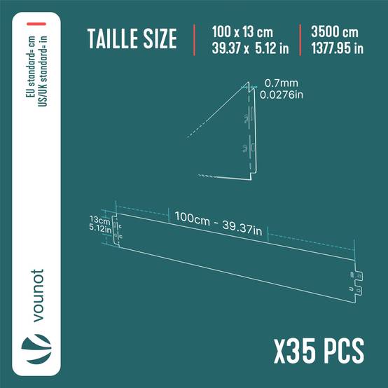 Vounot - Lot de 35 Bordure de jardin en métal galvanisé flexible 100x13cm - clôture gazon antirouille 35m - VOUNOT® - Image 3