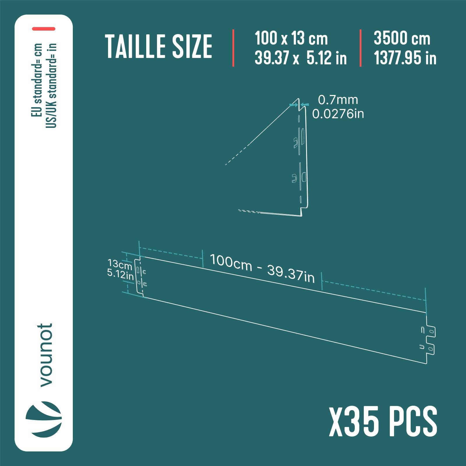Vounot - Lot de 35 Bordure de jardin en métal galvanisé flexible 100x13cm - clôture gazon antirouille 35m - VOUNOT® - Image 3